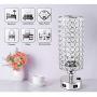 ZEEFO Crystal Table Lamp, Elegant Decorative Bedside Table Lamp Built in Dual USB Charging Ports and Press Switch, Nightstand Lamp Ideal for Bedroom, Guest Room, Living Room