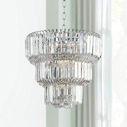 Valeria Chrome Tiered Chandelier 18'' Wide Modern Crystal 10-Light Fixture for Dining Room House Foyer Kitchen Island Entryway Bedroom Living Room - Vienna Full Spectrum