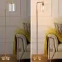 DLLT Modern Floor Lamp, Metal Pole Light with Hanging Glass Shade, Farmhouse Standing Industrial Floor Lamps, Brass Tall Lighting for Living Room, Bedroom, Office, Gold-E26