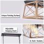 HMVPL Farmhouse Swag Chandeliers, 5-Lights Industrial Pendant Lighting Fixtures, Hanging Ceiling Island Light for Kitchen Dining Room Bedroom Hallway Front Door