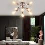 CLAIRDAI Sputnik Chandeliers Modern Rustic Flush Mount Ceiling Light Fixtures Industrial Vintage Starburst Chandelier E26 Base for Kitchen Bedroom Living Room Dining Area (Chrome 8-Light)