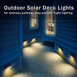 DBF 30 LED Solar Step Lights Outdoor【6 Pack】Waterproof Solar Stair Lights Stainless Steel Solar Powered Deck Lights Auto On/Off for Porch Deck Steps Patio Stairs (Warm White)