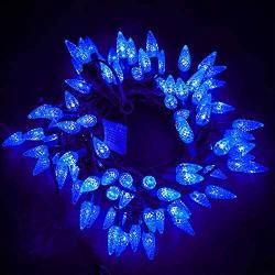 Twinkle Star C6 Christmas String Lights, 100 LED 33ft Fairy Lights with 29V Safe Adaptor, Indoor Outdoor 8 Lighting Modes with Memory Function for Patio Xmas Tree Wedding Party Decor, Blue
