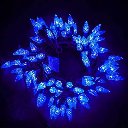 Twinkle Star C6 Christmas String Lights, 100 LED 33ft Fairy Lights with 29V Safe Adaptor, Indoor Outdoor 8 Lighting Modes with Memory Function for Patio Xmas Tree Wedding Party Decor, Blue