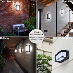 Bjour Outdoor Wall Lights, Modern Exterior Light Fixture, Hardwired Matte Black Wall Mount Lamp, Square Outdoor Indoor Wall Lights Fixtures IP65 Waterproof for Garden Hallway Yard, 12W, Cool White