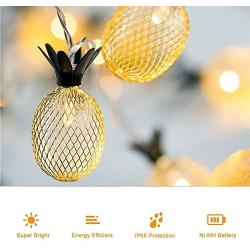 BIMEE Pineapple Solar String Lights 15ft 20 LEDs Waterproof Solar Powered Fairy String Lights Hanging Lights for Outdoor Garden Patio Landscape Home Wedding Birthday Party Decoration (Warm White)