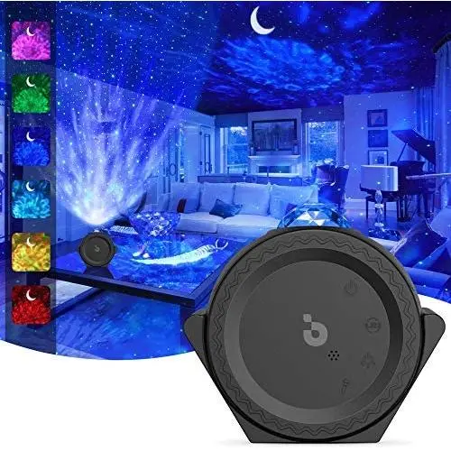 Star Projector, 3-1 Ocean Wave Projector Night Light for Kids with LED Nebula Cloud&Moon, Voice Control, 13 Lighting Effects Galaxy Light Projector for Bedroom/Home Theater/Room Decor (Black)