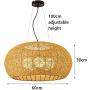 AXWT 60CM Vintage Old Fashioned Pendant Light Rattan Restaurant Chandelier Retro Manual Weave Birds Nest Ceiling Light Bedroom Living Room Cafe Bar Office E27 Hanging Lamp