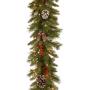 National Tree Company Company Pre-lit Artificial Christmas Garland | Flocked with Mixed Decorations and White Lights | Frosted Berry, 9 ft