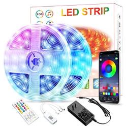 DANSNY 65.6FT/20M Bluetooth LED Strip Lights, Music Sync Color Changing LED Lights,40-Key Remote, App Controlled Light Strip , Perfect for Home,Bedroom,Room,TV,Kitchen Decoration .