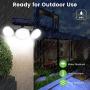 Solar Lights Outdoor Wireless Solar Motion Sensor Lights 3 Adjustable Heads 360° Wide Angle Illumination IP65 Waterproof Induction Security LED Flood Light for Yard Garage Entryway Front Door, 2 Pack