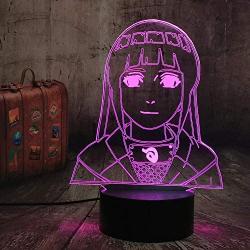 XXCZB 3D Lamp Naruto Hinata Hyuga Figure Night Light for Kids Girls Bedroom Decor Bedside Desk Multi Color Remote Lamp Living Room Decor Nursery Lighting Children Naruto Gift