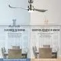 CO-Z 52-Inch Ceiling Fan Brushed Nickel Finish with 2 Silver ABS Blades and White Glass 15W LED Light Kit (Brushed Nickel)
