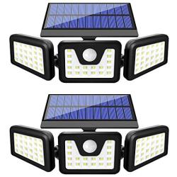 BEACON Solar Lights Outdoor, 800LM Wireless LED Solar Motion Sensor Lights Outdoor, 3 Adjustable Heads, 270° Wide Angle Illumination, IP65 Waterproof, Security LED Flood Light (2Pack)