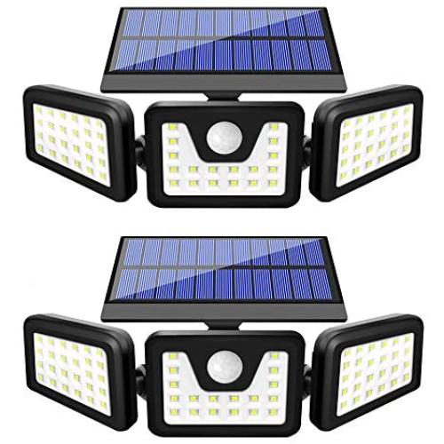 BEACON Solar Lights Outdoor, 800LM Wireless LED Solar Motion Sensor Lights Outdoor, 3 Adjustable Heads, 270° Wide Angle Illumination, IP65 Waterproof, Security LED Flood Light (2Pack)