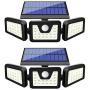 BEACON Solar Lights Outdoor, 800LM Wireless LED Solar Motion Sensor Lights Outdoor, 3 Adjustable Heads, 270° Wide Angle Illumination, IP65 Waterproof, Security LED Flood Light (2Pack)