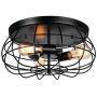 Vintage Semi Flush Mount Ceiling Light, Elibbren E26 Industrial Metal Cage Ceiling Light Fixture 3 Lights for Bedroom Kitchen Dining Room Living Room