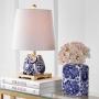 JONATHAN Y JYL3014A Justina 16'' Ceramic Mini LED Lamp Cottage,Transitional for Bedroom, Living Room, Office, College Dorm, Coffee Table, Bookcase, Blue/White