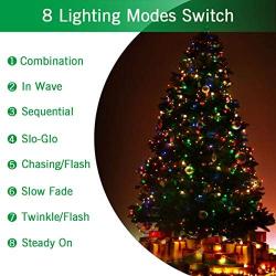 Christmas Lights String 108Ft 200 LED,UL Certified Plug-in 8 Modes Fairy Lights for Xmas Tree,Waterproof Perfect for Outdoor Indoor Garden Wedding Decorations,Multi-Color