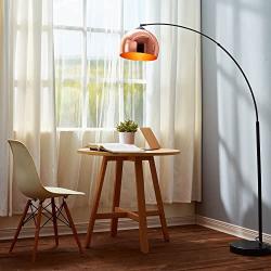 Versanora VN-L00011 Arquer Modern Arc Floor Lamp 67 inch Tall Standing Hanging Light with Rose Gold Finished Shade and Black Marble Base for Living Room Reading Bedroom Office