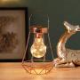 Iron Geometric Lantern Lamp, Warm White LED Table Lamp, Cordless Portable Desk Lamp, Tabletop Hanging Home Decoration, Outdoor Garden Lights for Bedroom Living Room Wedding Party - Gold