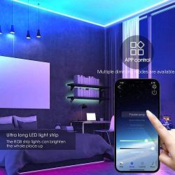 JVMU LED Strip-Lights Bluetooth-Control Changing Decoration-Bedroom 16.4ft 1 Roll RGB 5050 LED Lights with APP Bluetooth Controller Bedroom, Party, Kitchen,Chrismas Decoration