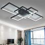 LED Modern Ceiling Light Flush Mount Square Living Room Lamp Dimmable with Remote Control Acrylic-Shade Chandelier Pendant Lighting for Dining Room Bedroom Bathroom Kitchen Fixture (Black)