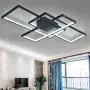 LED Modern Ceiling Light Flush Mount Square Living Room Lamp Dimmable with Remote Control Acrylic-Shade Chandelier Pendant Lighting for Dining Room Bedroom Bathroom Kitchen Fixture (Black)