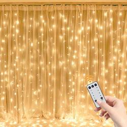 Yinuo Candle 306 Led Window Curtain Lights 8 Modes Led String Lights Plug in Fairy Light with Remote,Xmas Twinkle Lights Decor for Indoor Outdoor Wall Bedroom Party Wedding Patio