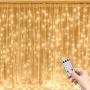 Yinuo Candle 306 Led Window Curtain Lights 8 Modes Led String Lights Plug in Fairy Light with Remote,Xmas Twinkle Lights Decor for Indoor Outdoor Wall Bedroom Party Wedding Patio