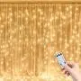 Yinuo Candle 306 Led Window Curtain Lights 8 Modes Led String Lights Plug in Fairy Light with Remote,Xmas Twinkle Lights Decor for Indoor Outdoor Wall Bedroom Party Wedding Patio