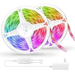 Smart WiFi LED Strip Lights 32.8ft APP Control, 5050 RGB Rope Light Voice Control Gaming Tape Bar Lights Music Sync Light Strip for Bedroom Home Party Halloween Christmas