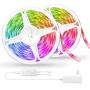 Smart WiFi LED Strip Lights 32.8ft APP Control, 5050 RGB Rope Light Voice Control Gaming Tape Bar Lights Music Sync Light Strip for Bedroom Home Party Halloween Christmas
