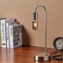 Keymit 3 Way Dimmable LED Edison Industrial Lamp, Brushed Steel Bedside Lamp, Minimalist Table Lamp for Bedroom Living Room, Nightstand,T45 8W Light Gray LED Filament Tubular Bulb Included