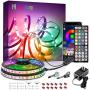 40Ft LED Strip Lights Phone App Control with IR Remote Built-in Mic Music Sync LED Lights for Bedroom, Dorm Room, Home Decoration (40Ft APP+ Remote+ Mic Control)