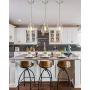 Beionxii Glass Pendant Lights | Modern Brushed Nickel Pendant Lighting for Kitchen Island, Dining Room, Over The Sink - Set of 2