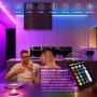 32.8 ft LED Strip Lights Music Sync LED Lights for Bedroom with IR Remote App Controlled with Built-in Mic Color Changing 5050 RGB LED Light Strip (32.8Ft APP+ Remote+ Mic)