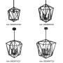 VINLUZ 3 Light Industrial Farmhouse Chandeliers Black Metal Geometric Lantern Pendant Lighting Adjustable Height, Candle-Style Hanging Light Fixtures Ceiling for Dining Room Kitchen Entryway Stairway