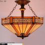 Tiffany Ceiling Fixture Lamp Semi Flush Mount Light W16H15 Inch Yellow Stained Glass Mission Hexagon Shade S011 WERFACTORY Lover Living Room Bedroom Study Office Coffee Island Bar Hallway Dining Room