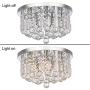 Modern K9 Crystal Chandelier Lighting, A1A9 Round Flush Mount LED Ceiling Light Fixture, Elegant Chrome Pendant Lamp for Dining Room Bathroom Bedroom Livingroom Lounge (Diameter 16)