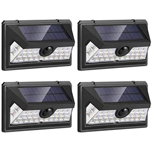 Westinghouse Wireless Linkable Intelligent Solar Motion Sensor Lights Outdoor, 120° Wider Angle Illumination, 29 LED 800 Lumens Security Wall Lights for Front Door, Yard, Fence Patio (4pk)