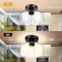 Semi Flush Mount Ceiling Light, 750 Lumen LED Bulb Included, Ceiling Light Fixture, Farmhouse Light Fixture with Clear Glass Lamp Shade for Bedroom Hallway Dining Room Bathroom Corridor Passway