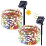 DooVee Solar String Lights, 2 Pack 33ft 100 LED Solar Fairy Lights Outdoor, Waterproof Copper Wire 8 Modes Solar Powered Fairy Lights for Christmas, Garden, Yard, Party, Patio, Wedding(Multicolor)