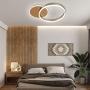 Modern Ceiling Lamp Dimmable LED Flush Mount Ceiling Light Brushed Aluminum 2 Rings Ceiling Light Fixture for Living Room Dining Room Kids Room (Gold)