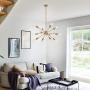 YAOHONG Sputnik Chandelier Mount Ceiling Light 12 Lights Modern Brushed Brass Ceiling Light Fixture Gold Retro Industrial Pendant Lighting for Dining Room Kitchen Living Room Bedroom