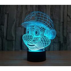 IKEY 3D Mario Night Light Touch Switch Table Desk Optical Illusion Lamps, 7 Color Changing Lights with Acrylic Flat & ABS Base & USB Cable