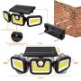 Solar Security Lights Outdoor, 3 Heads Adjustable Solar Motion Sensor Light Outdoor, 104LED 270° Wide Angle Illumination Wireless IP65 Waterproof Flood Light for Garden Porch Deck Patio Garage, 2 Pack