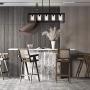 Sivilynus 5 Lights Black Dining Room Chandelier Hanging Light Fixture Modern Kitchen Island Linear Lighting Farmhouse Chandelier with Clear Glass Shade for Bar Restaurant
