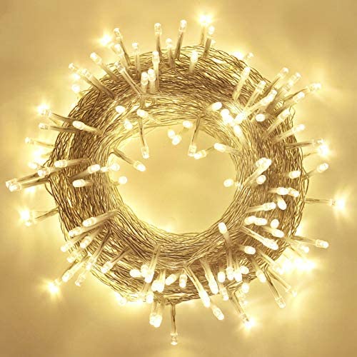 95ft 240LED Christmas Lights, 8 Modes Waterproof Clear Wire Xmas String Lights Indoor/Outdoor, Decorative Lights for Room, Patio, Christmas Tree Decorations (Warm White)