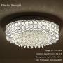 Horisun LED Ceiling Light Crystal Chandelier ETL Listed Dimmable Lighting Flush Mount with Modern Crystal Raindrop Pendant Lamp for Dining Room, Bathroom, Bedroom, Living Room, 4000K, 1980LM